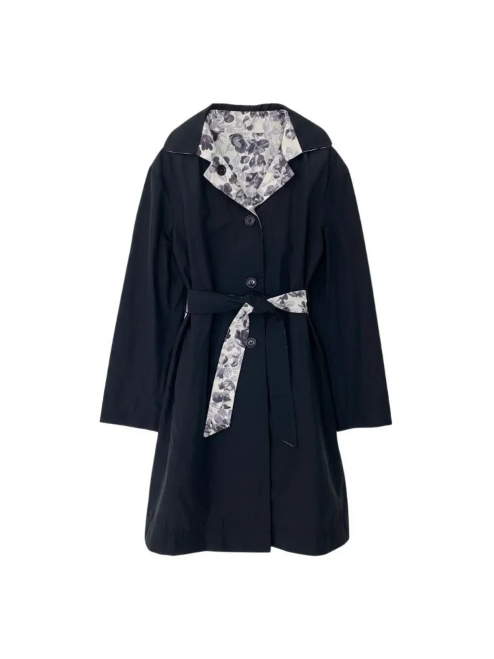 Max Mara Weekend Reversible Soutien Collar Coat Floral Print Lightweight 40